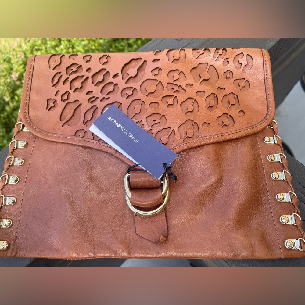 Rebecca Minkoff Leather Cheetah Big Fat Clutch (Rare)